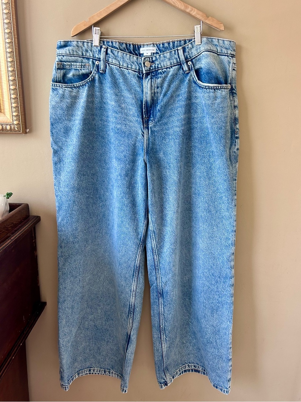 Good American Wide Leg Good Ease Solution Denim Jeans Size 15 - Picture 2 of 12